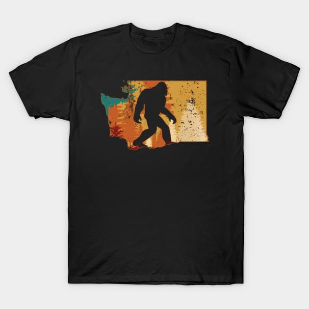 Bigfoot Retro Vintage Sasquatch Washington T-Shirt by ryanjaycruz